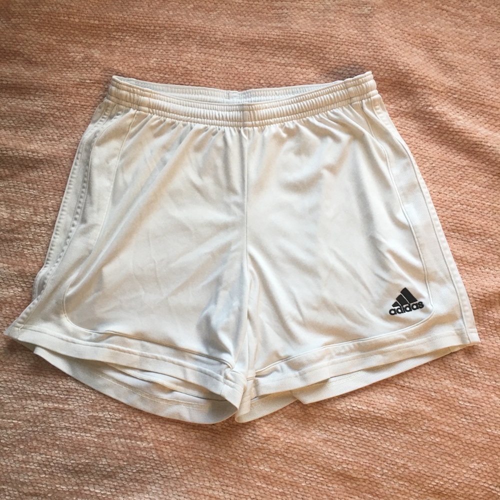 SOLD adidas white climalite soccer running shorts - Picture 1 of 6